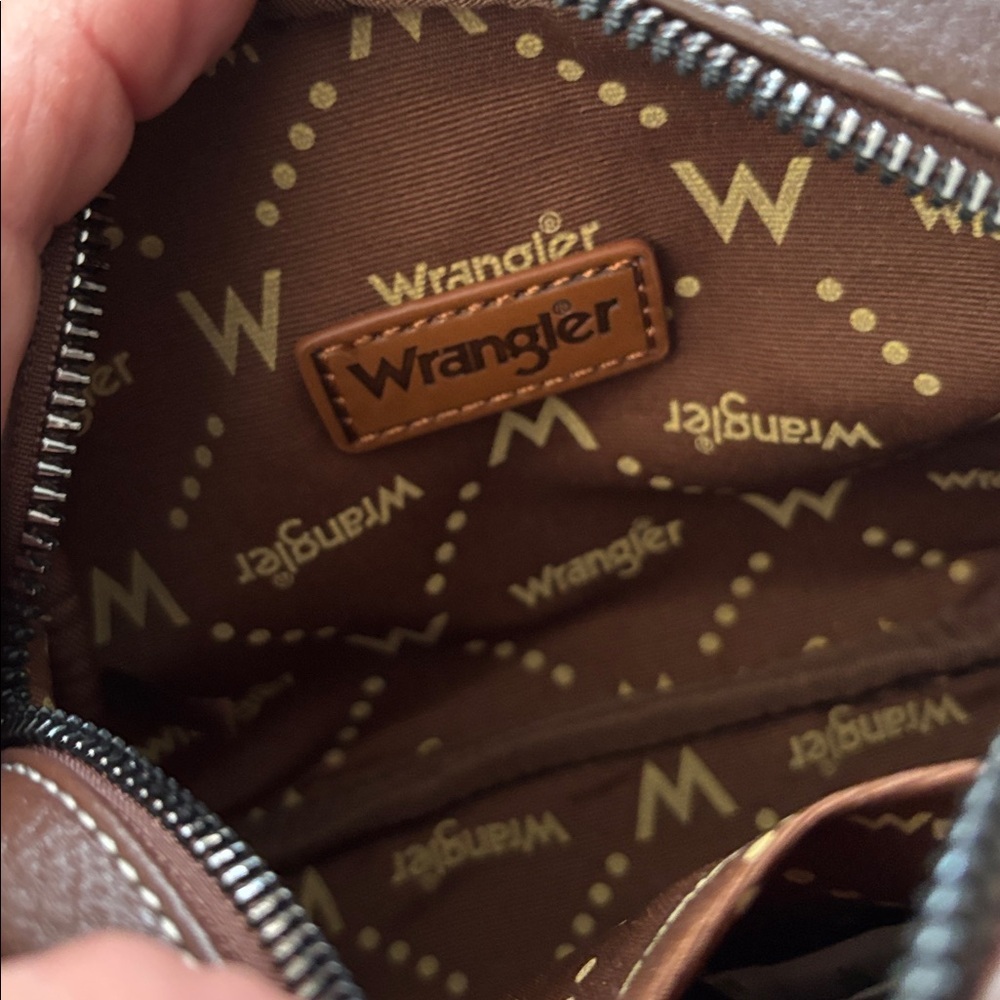 Wrangler Aztec Guitar print strap & accents, vegan leather,1 compartment,zip top - Picture 8 of 12